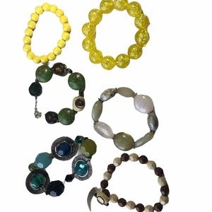 Vintage Gemstone Glitter Yellow Green Bracelet Lot